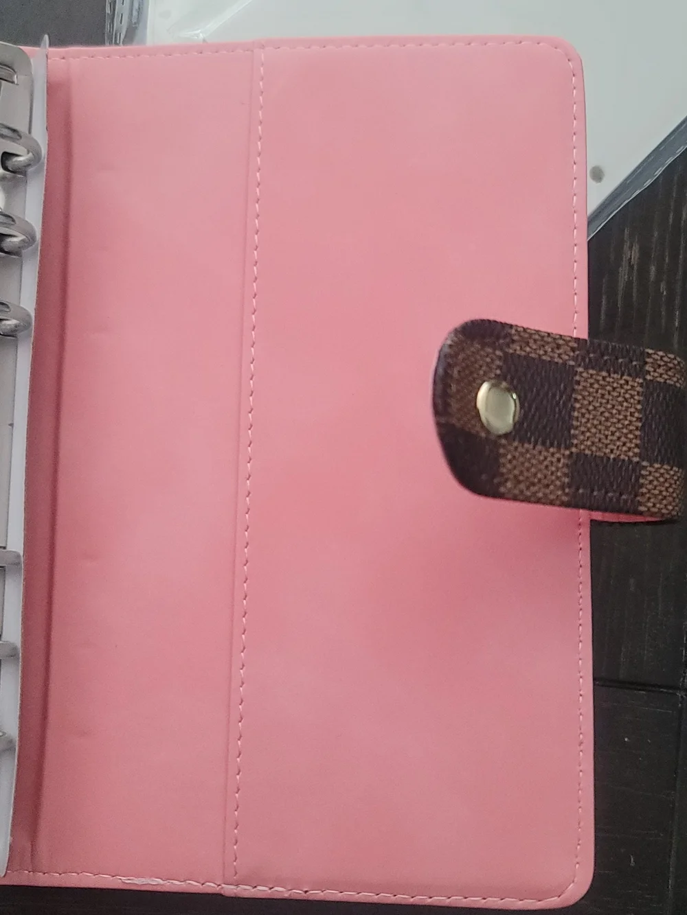 Checkerboard Brown Snap Closure Organizer